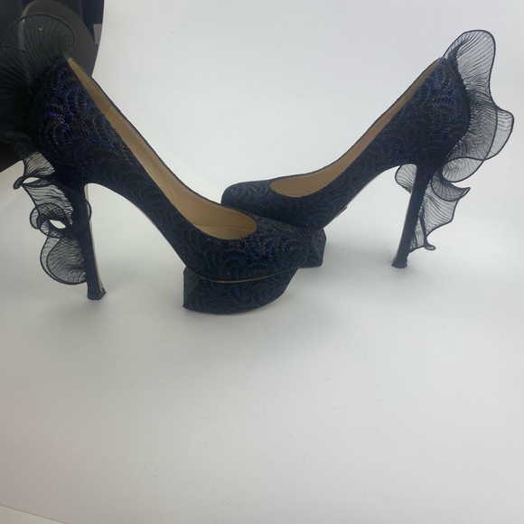 Nicholas Kirkwood Snakeskin Ruffle Platforms - Picture 3 of 10